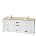 thumbnail image 1 of Wyndham WCS141480DWHIVUNSMXX 80 Inch Vanity with Ivory Marble Top in White, 1 of 7