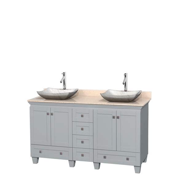 Wyndham WCV800060DOYIVGS3MXX Acclaim Floor Mount Ivory Marble Top Vanity in Oyster Gray