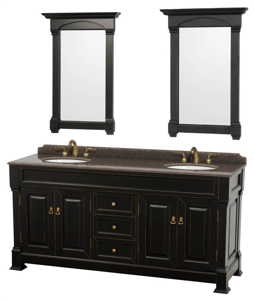 Wyndham WCVTRAD72DBKIBUNOM28 Black 72" Traditional Bathroom Double ...