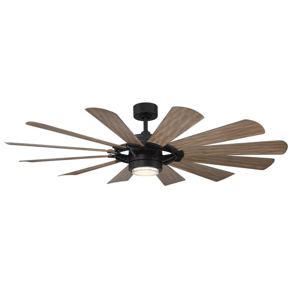 Wyndmill 65" Matte Black/Barn Wood Dimmable LED Smart Ceiling Fan with Remote Control