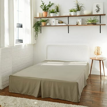Wyndon Double Bed Skirt | Beautiful Bamboo Bedskirt | Pleated and Tailored Box Spring Cover with 16'' Drop Length for Double Size Bed Frame (Full, Sage Beige)