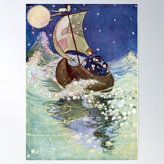 “Wynken Blynken And Nod” By Willy Pogany Poster Wall Art, Modern Wall Decor For Living Room Bedroom, 24x36 UNFRAMED