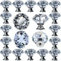 Wynmarts 12 pcs Crystal Glass Drawer Silver Pulls Decorative Knobs for Kitchen Bathroom Cabinet, Dresser and Cupboard