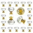 Wynmarts 25pcs Crystal Glass Golden Drawer Pulls, Decorative Knobs for