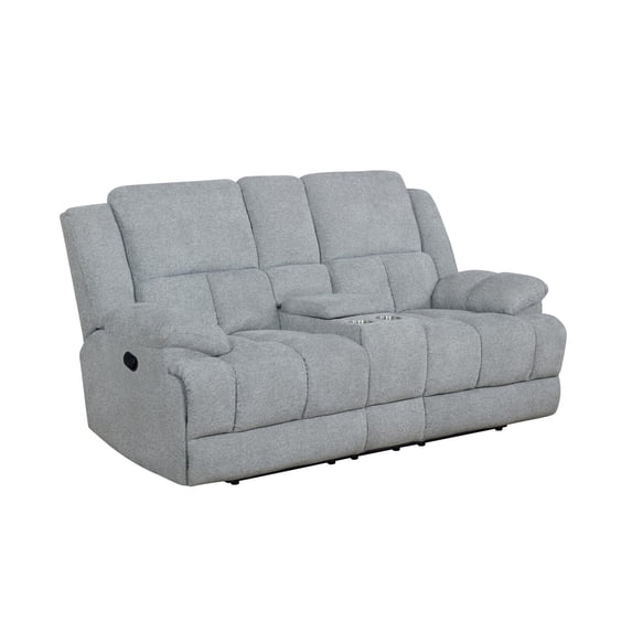 Wynn 76 Inch Motion Manual Recliner Loveseat with Cup Console, Light Gray