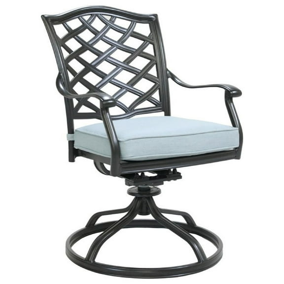 Wynn Outdoor Metal Dining Swivel Chair, Set of 2, Light Blue