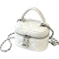 thumbnail image 1 of Wynndora Mini Box Crossbody Bag, White Quilted Metallic Purse with Chain Strap, Top Handle & Heart Charm, Women's Evening Clutch, 1 of 8