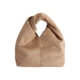 thumbnail image 1 of Wynndora Retro Suede Twisted Handle Mini Handbag, Soft Textured Casual Tote Purse, Khaki, 1 of 7