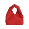 thumbnail image 1 of Wynndora Retro Suede Twisted Handle Mini Handbag, Soft Textured Casual Tote Purse, Red, 1 of 6
