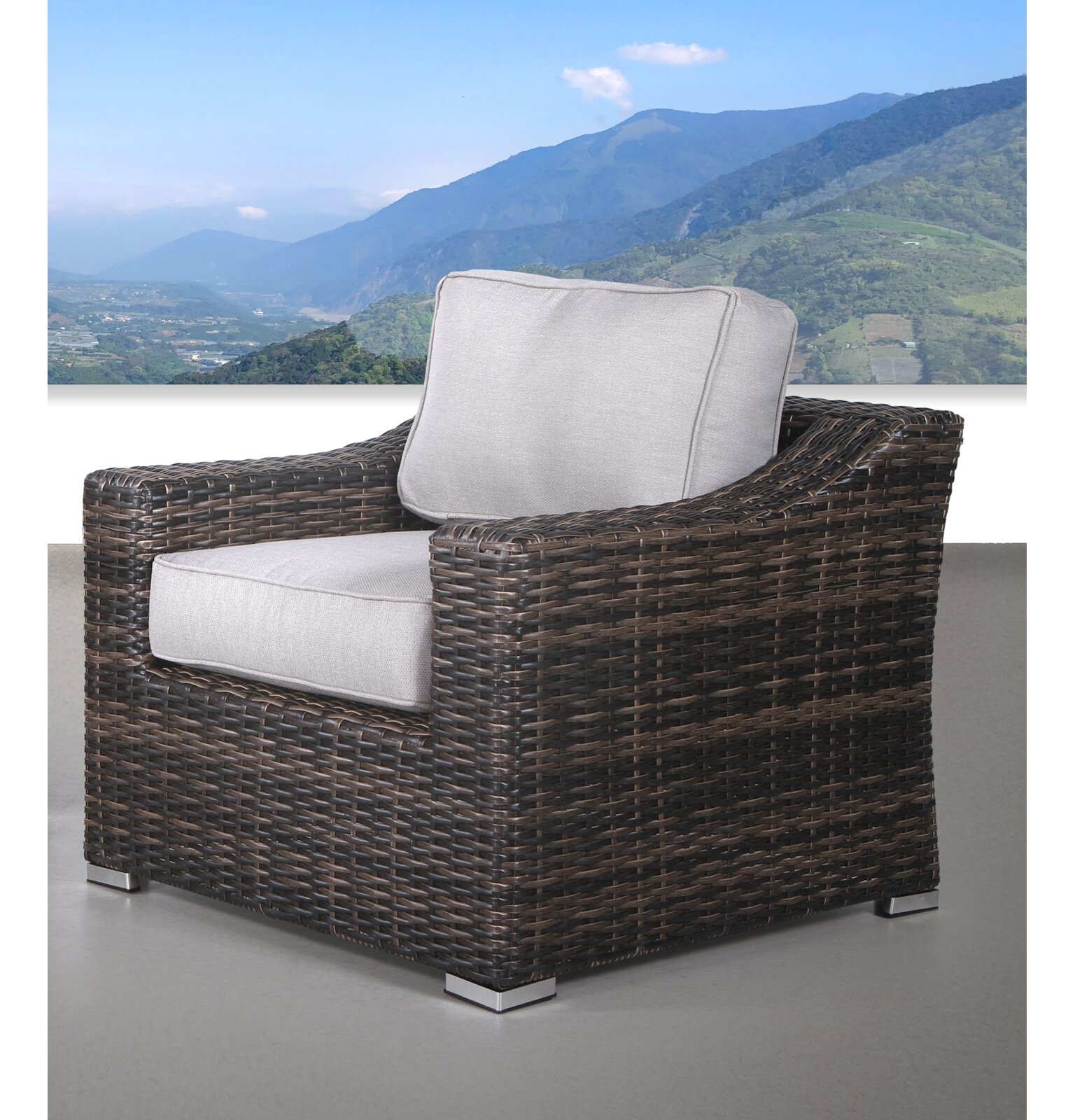 Wynona Club Patio Chair with Cushions, : 31 lb., Outer Frame Material: Wicker/Rattan - image 1 of 4