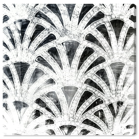 Wynwood Studio Abstract Art Deco Canvas Art - Black Floral Pattern, Wall Art for Living Room, Bedroom, and Bathroom, 12 in x 12, White and Black Home Decor