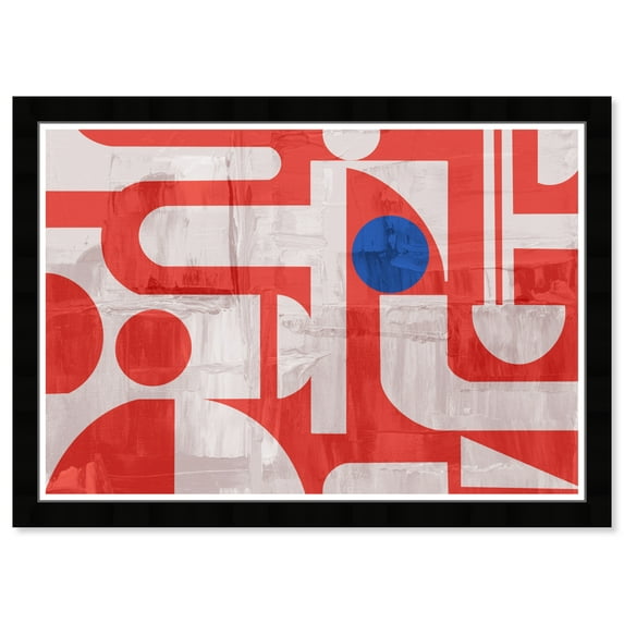 Wynwood Studio Abstract Logo Framed Retro Colorful Abstract Prints, 21" x 15", Black Satin Flat Frame