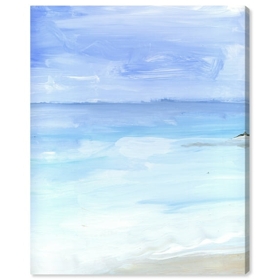 Wynwood Studio Abstract Modern Canvas Art - Blue Seascape, Wall Art for Living Room, Bedroom, and Bathroom, 30 in x 36, Blue and White Home Decor
