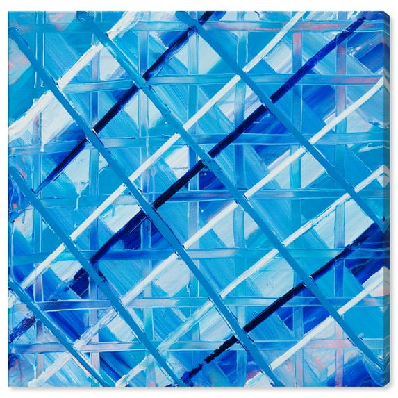 Wynwood Studio Abstract Modern Canvas Art - Blue Square Mosaics, Wall Art for Living Room, Bedroom, and Bathroom, 20 in x 20, Blue Home Decor