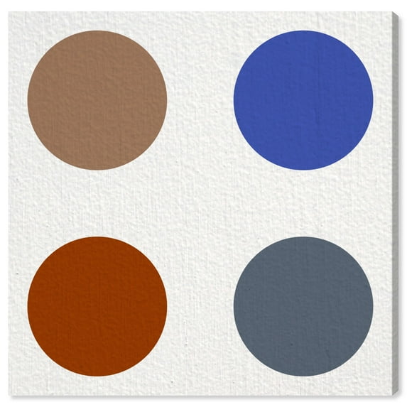 Wynwood Studio Abstract Modern Canvas Art - Colorful Polka Dots, Wall Art for Living Room, Bedroom, and Bathroom, 12 in x 12, Brown and Blue Home Decor