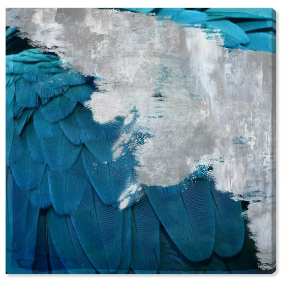 Wynwood Studio Abstract Modern Canvas Art - Faded Blue Wings Design, Wall Art for Living Room, Bedroom, and Bathroom, 20 in x 20, Blue and Grey Home Decor