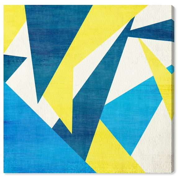 Wynwood Studio Abstract Modern Canvas Art - Irregular Blue Peak Design, Wall Art for Living Room, Bedroom, and Bathroom, 12 in x 12, Blue and Yellow Home Decor