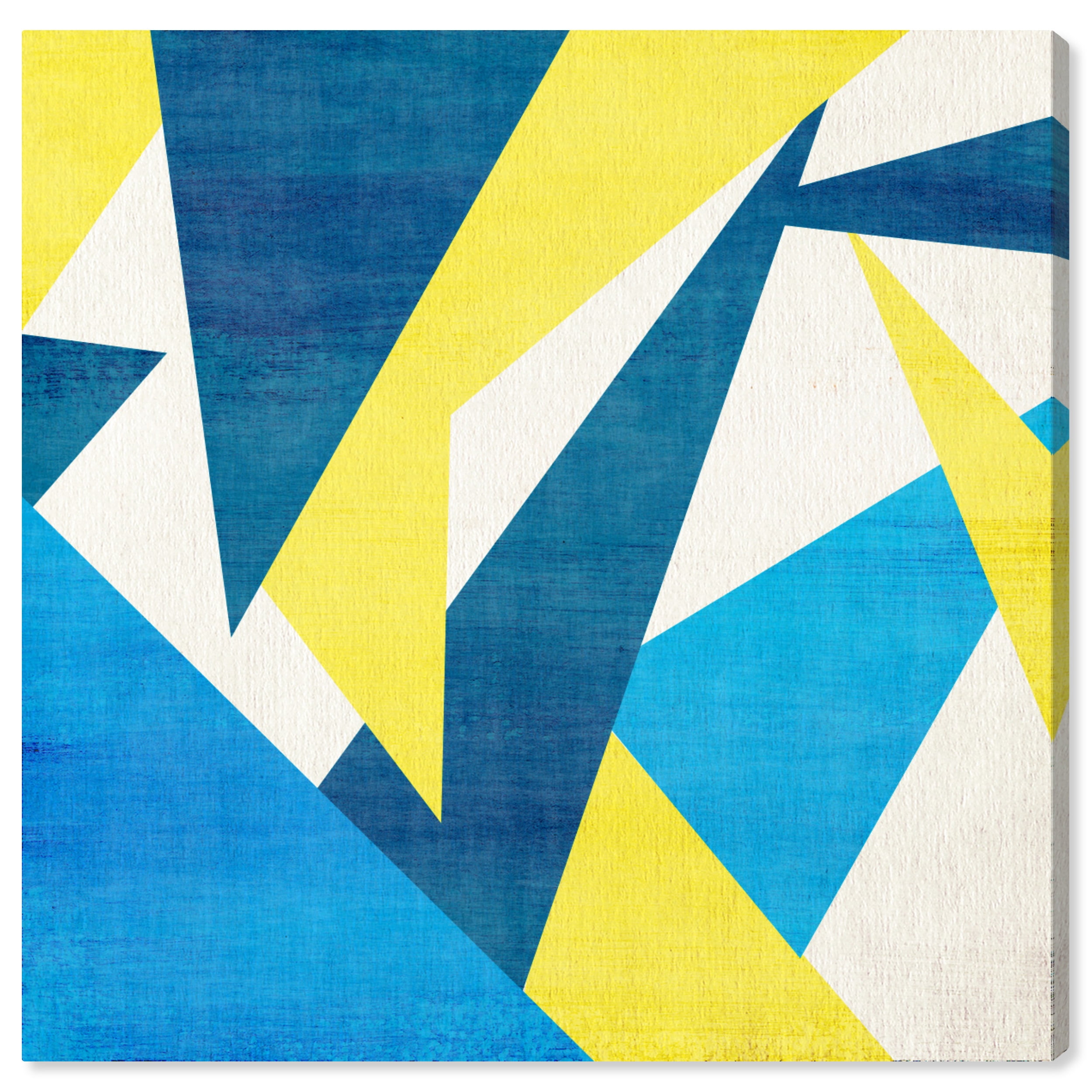Wynwood Studio Abstract Modern Canvas Art - Irregular Blue Peak Design, Wall Art for Living Room, Bedroom, and Bathroom, 20 in x 20, Blue and Yellow Home Decor