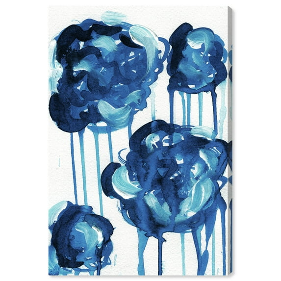 Wynwood Studio Abstract Modern Canvas Art - Navy Blue Abstract Clouds, Wall Art for Living Room, Bedroom, and Bathroom, 24 in x 36, Blue and White Home Decor