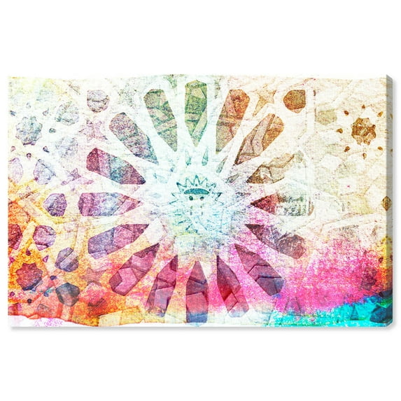 Wynwood Studio Abstract Modern Canvas Art - Pink Watermark Mandala, Wall Art for Living Room, Bedroom, and Bathroom, 30 in x 20, Pink and White Home Decor