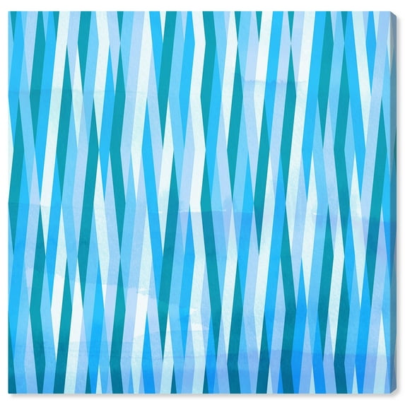 Wynwood Studio Abstract Modern Canvas Art - Vertical Waves, Wall Art for Living Room, Bedroom, and Bathroom, 30 in x 30, Blue and White Home Decor