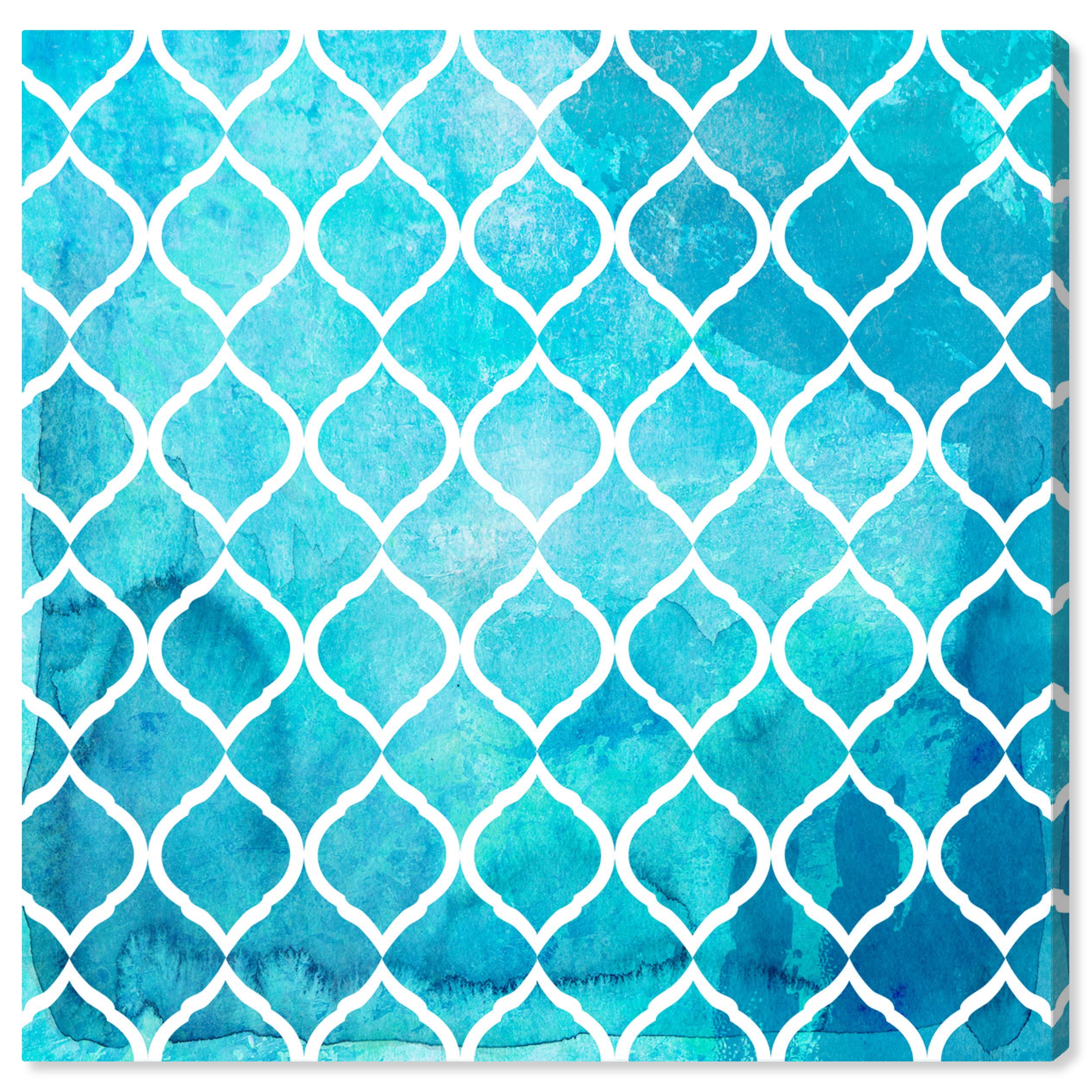 Wynwood Studio Abstract Moroccan Canvas Art - Blue Arabesque Art, Wall Art for Living Room, Bedroom, and Bathroom, 12 in x 12, Blue and White Home Decor