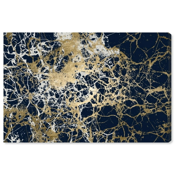 Wynwood Studio Abstract Wall Art Canvas Prints 'Calimas White' Patterns - Gold, Blue