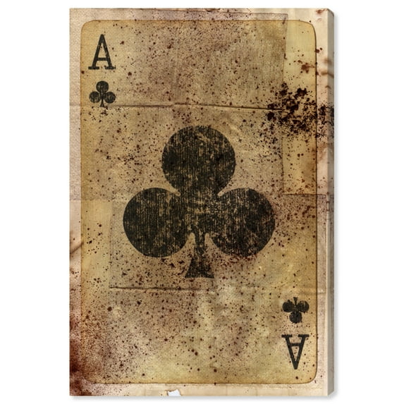 Wynwood Studio 'Ace of Clubs' Entertainment and Hobbies Wall Art Canvas Print - Brown, Black, 20" x 30"