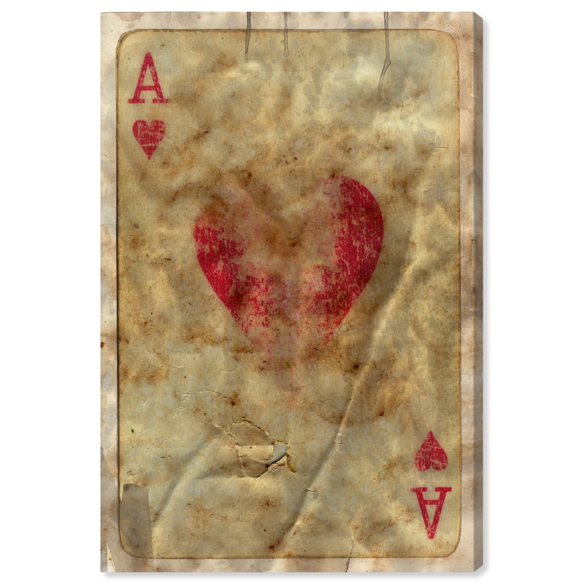 Wynwood Studio 'Ace of Hearts' Entertainment and Hobbies Wall Art Canvas Print - Brown, Red, 20" x 30"
