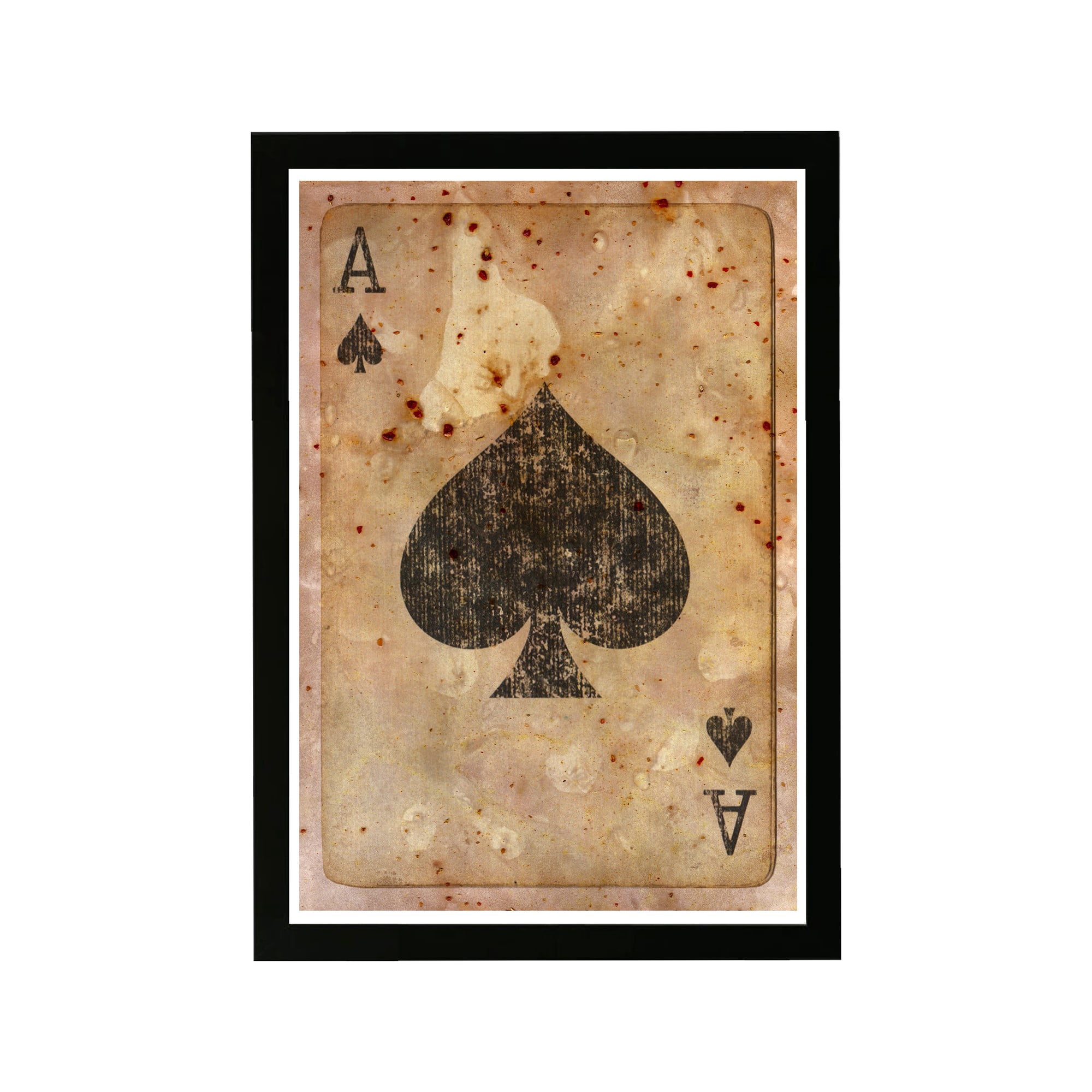 Wynwood Studio 'Ace of Spades' Entertainment and Hobbies Framed Wall Art Print - Black, Brown