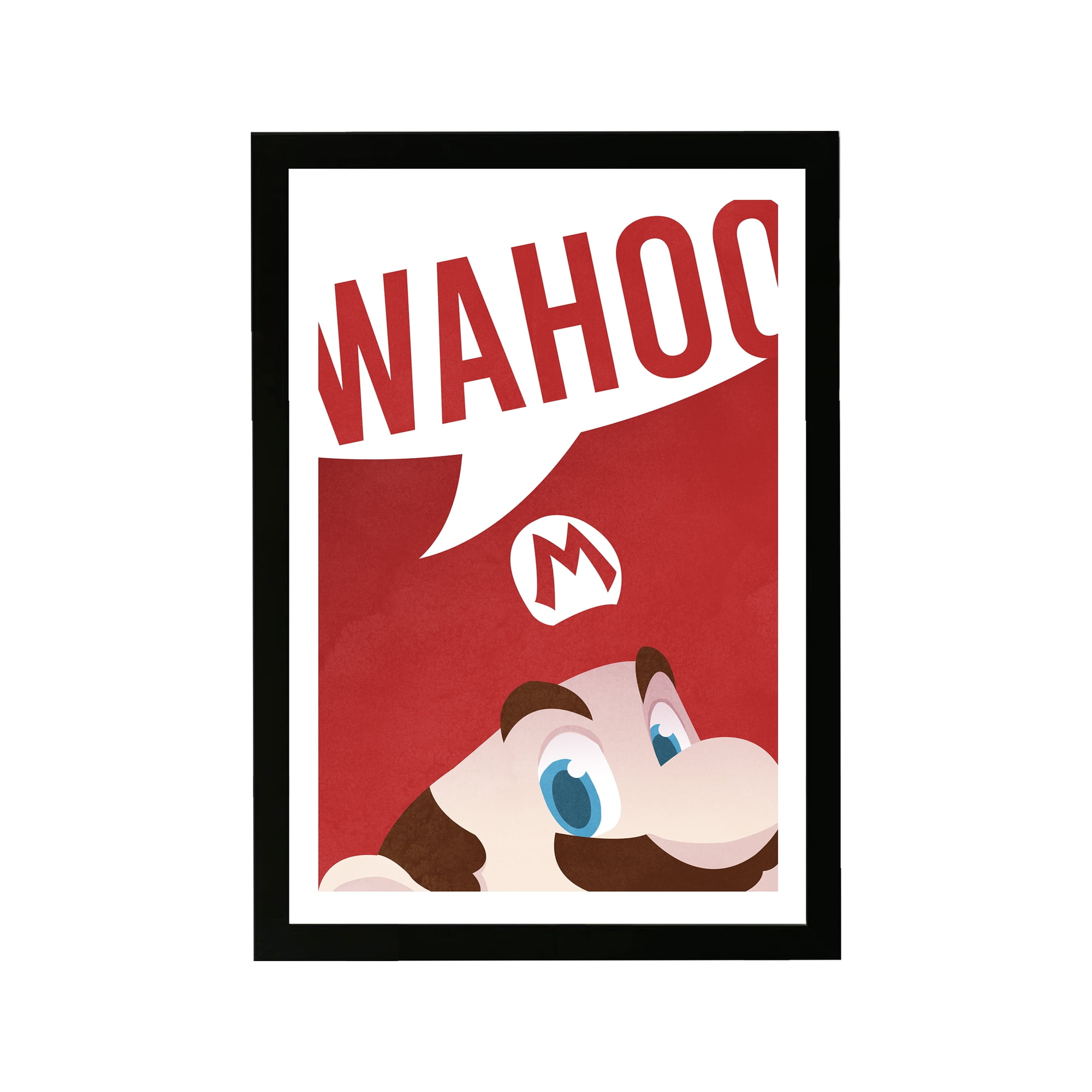 Red and White Framed Video Game Art Print, 13" x 19"