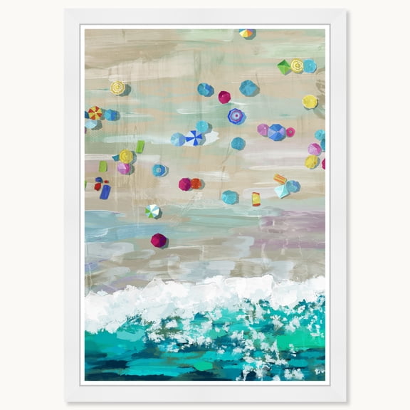Wynwood Studio Aero Beach View Framed Beachfront Coastal Prints, 15 " x 21 ", White Satin Flat Frame