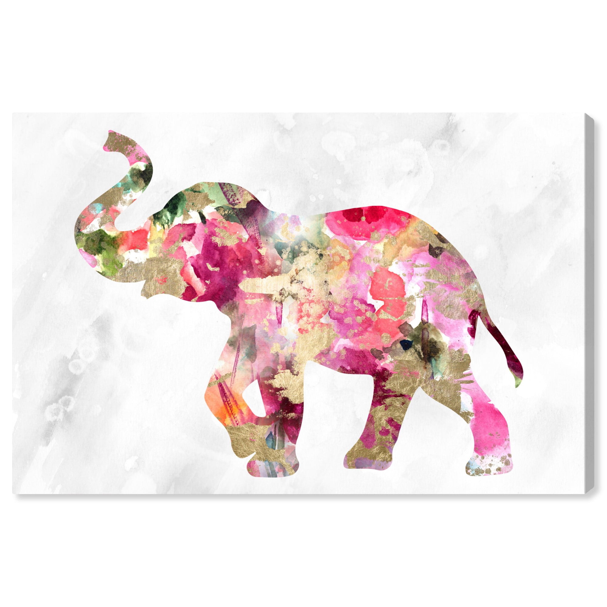 Wynwood Studio Animals Wall Art Canvas Prints 'Elephant Floral' Zoo and