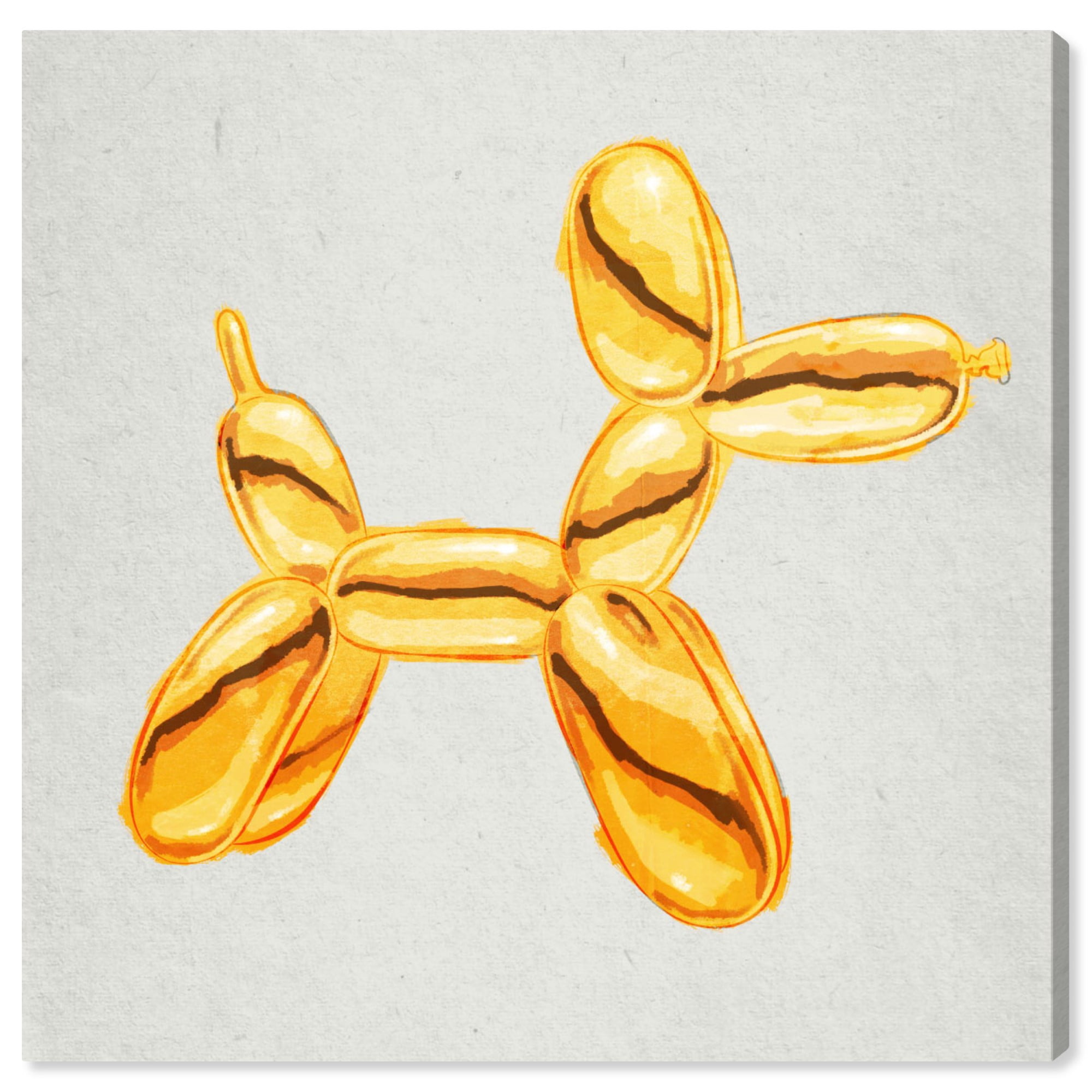 Wynwood Studio 'Balloon Dog Lux' Animals Wall Art Canvas Print - Gold, Gray, 30" x 30"