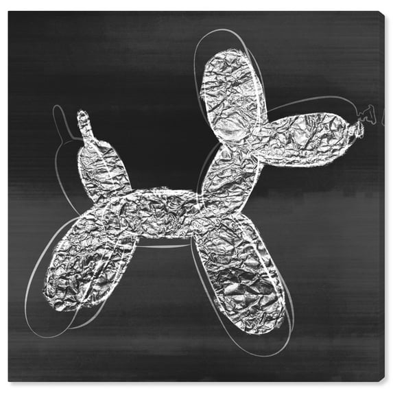Wynwood Studio 'Balloon Dog Photocopy' Animals Wall Art Canvas Print - Gray, Black, 12" x 12"