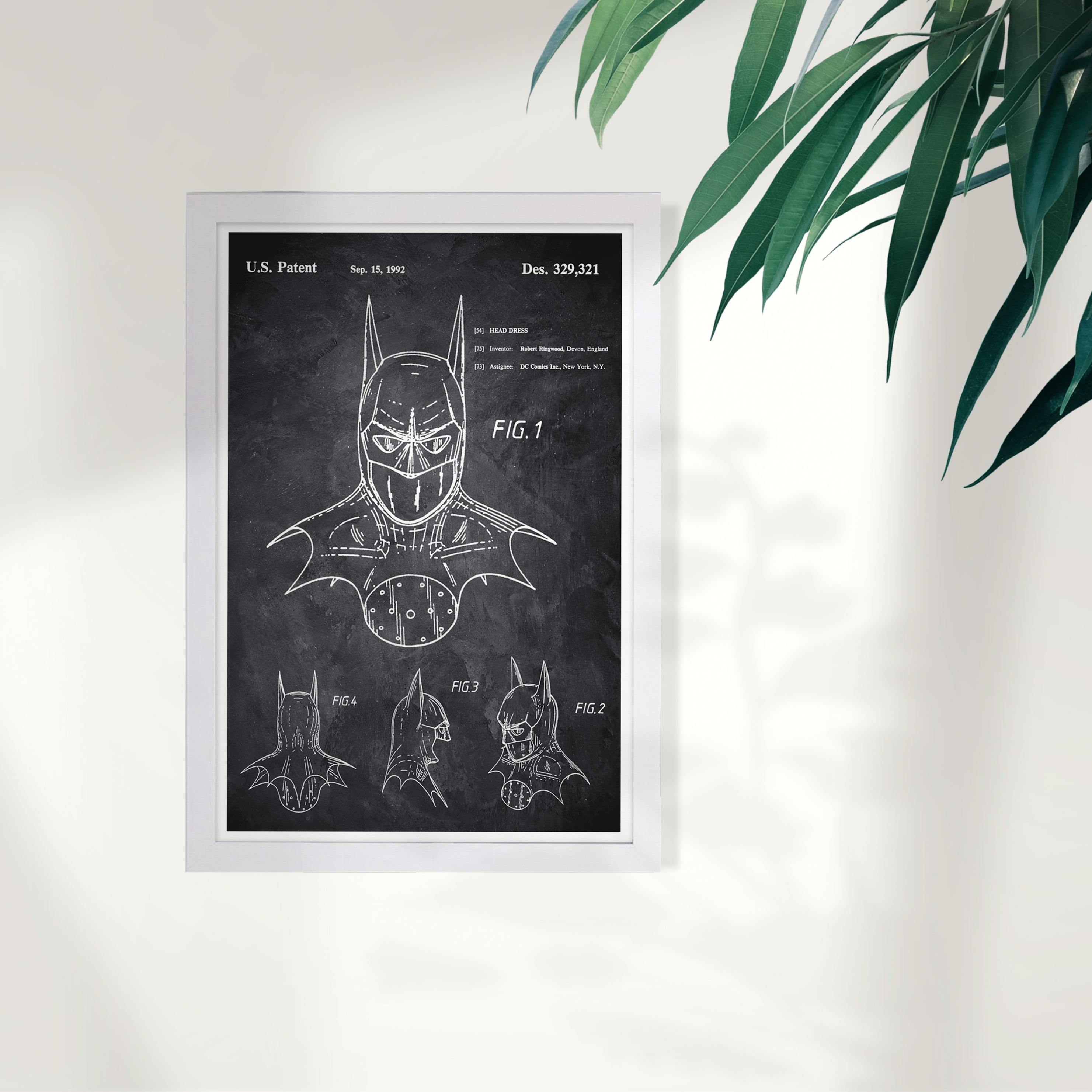 Batman 1992 Chalkboard Patent Framed Wall Art Print