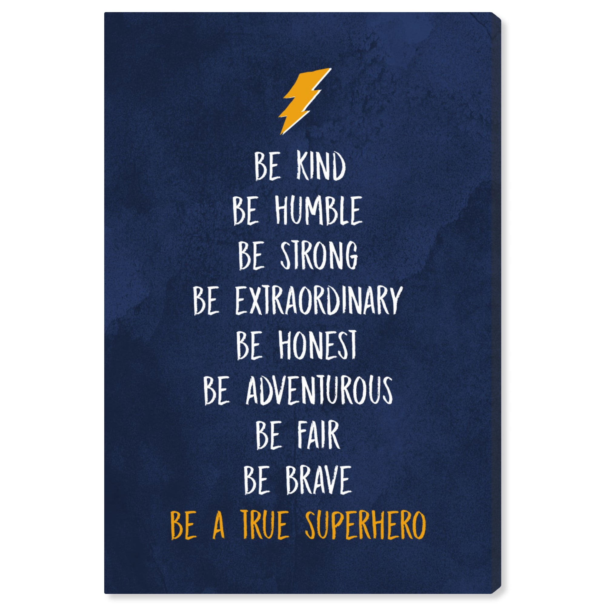 Wynwood Studio 'Be a True Superhero' Typography and Quotes Wall Art Canvas Print - Blue, White, 16" x 24"