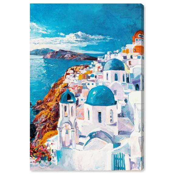 Wynwood Studio 'Beautiful Day in Greece' World and Countries Wall Art Canvas Print - White, Blue, 16" x 24"