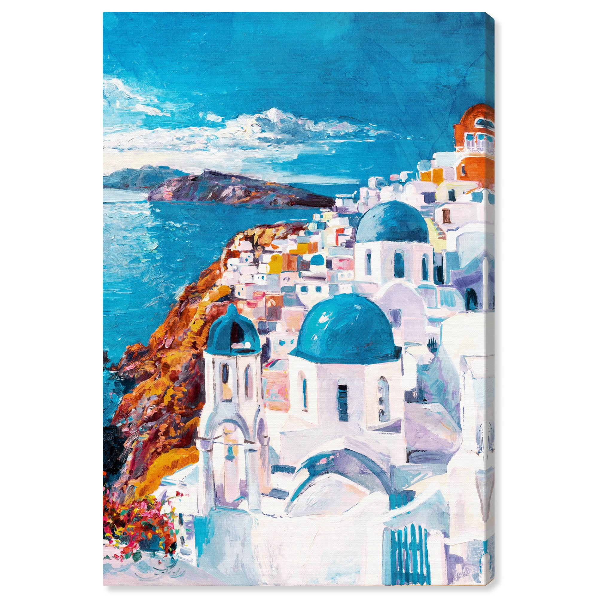 Wynwood Studio 'Beautiful Day in Greece' World and Countries Wall Art Canvas Print - White, Blue, 20" x 30"