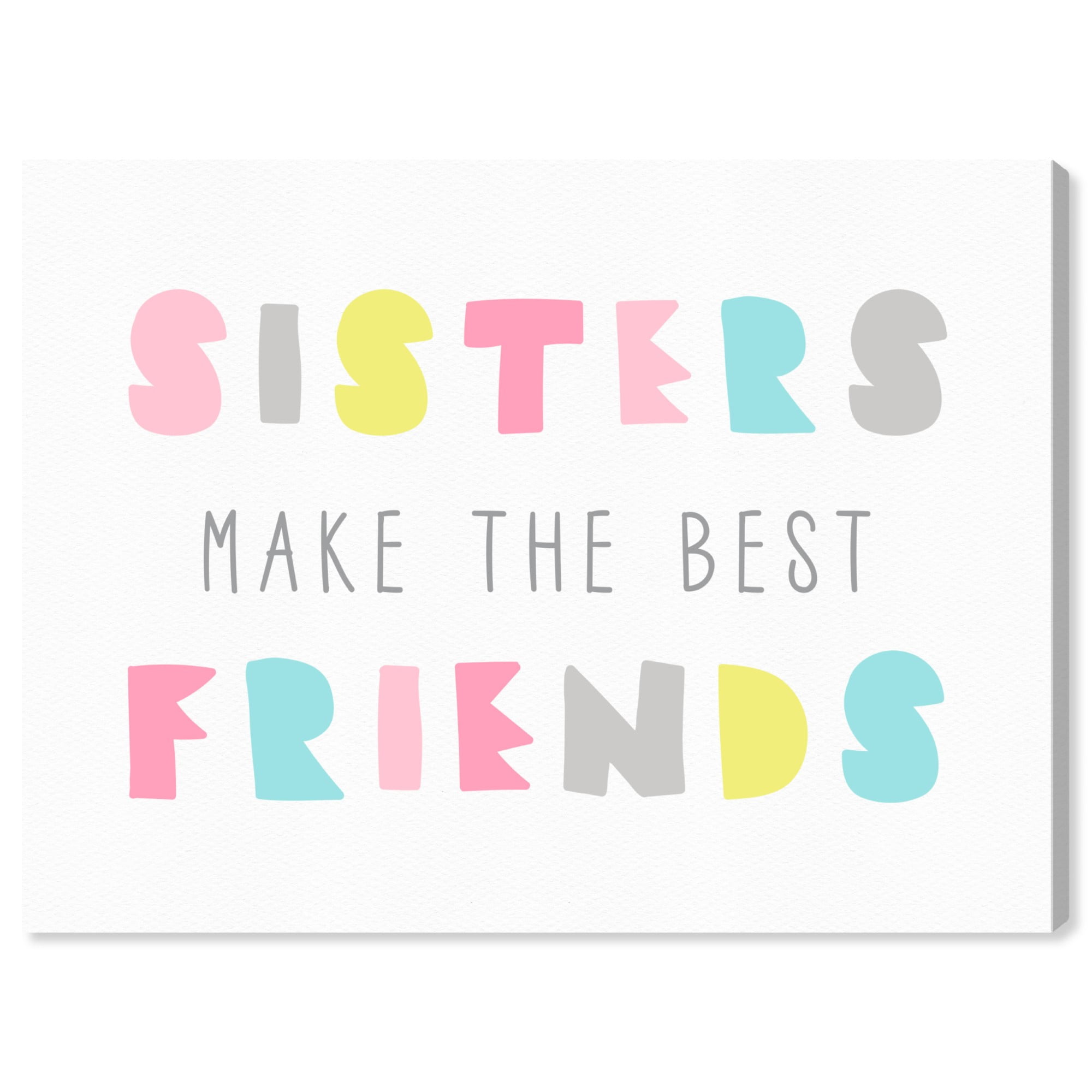 Wynwood Studio 'Best Friend Sisters Bright' Typography and Quotes Wall Art Canvas Print - White, Pink, 36" x 24"