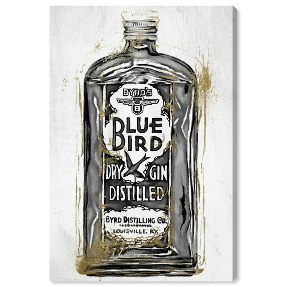 Wynwood Studio 'Bird Gin Night' Drinks and Spirits Wall Art Canvas Print - Black, White, 16" x 24"