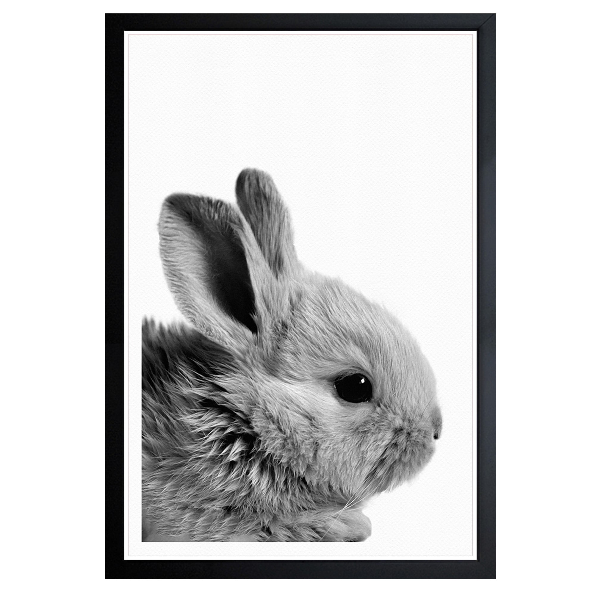 Wynwood Studio 'Bunny Ears' Animals Framed Wall Art Print - Gray, White