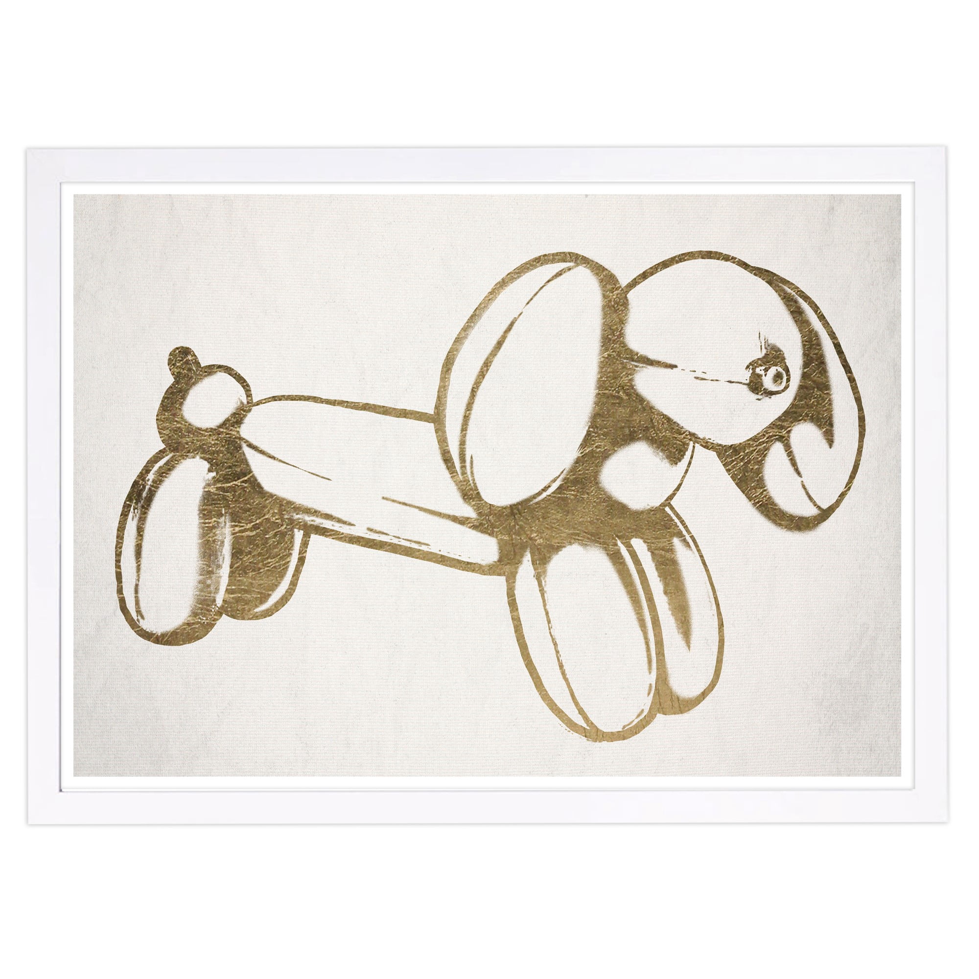 Wynwood Studio 'Canis Balloon' Animals Framed Wall Art Print - Gold, White