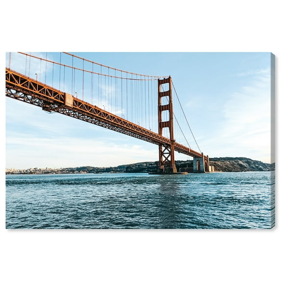 Wynwood Studio Canvas A Golden Gate View Cities and Skylines United States Cities Wall Art Canvas Print Blue 36x24