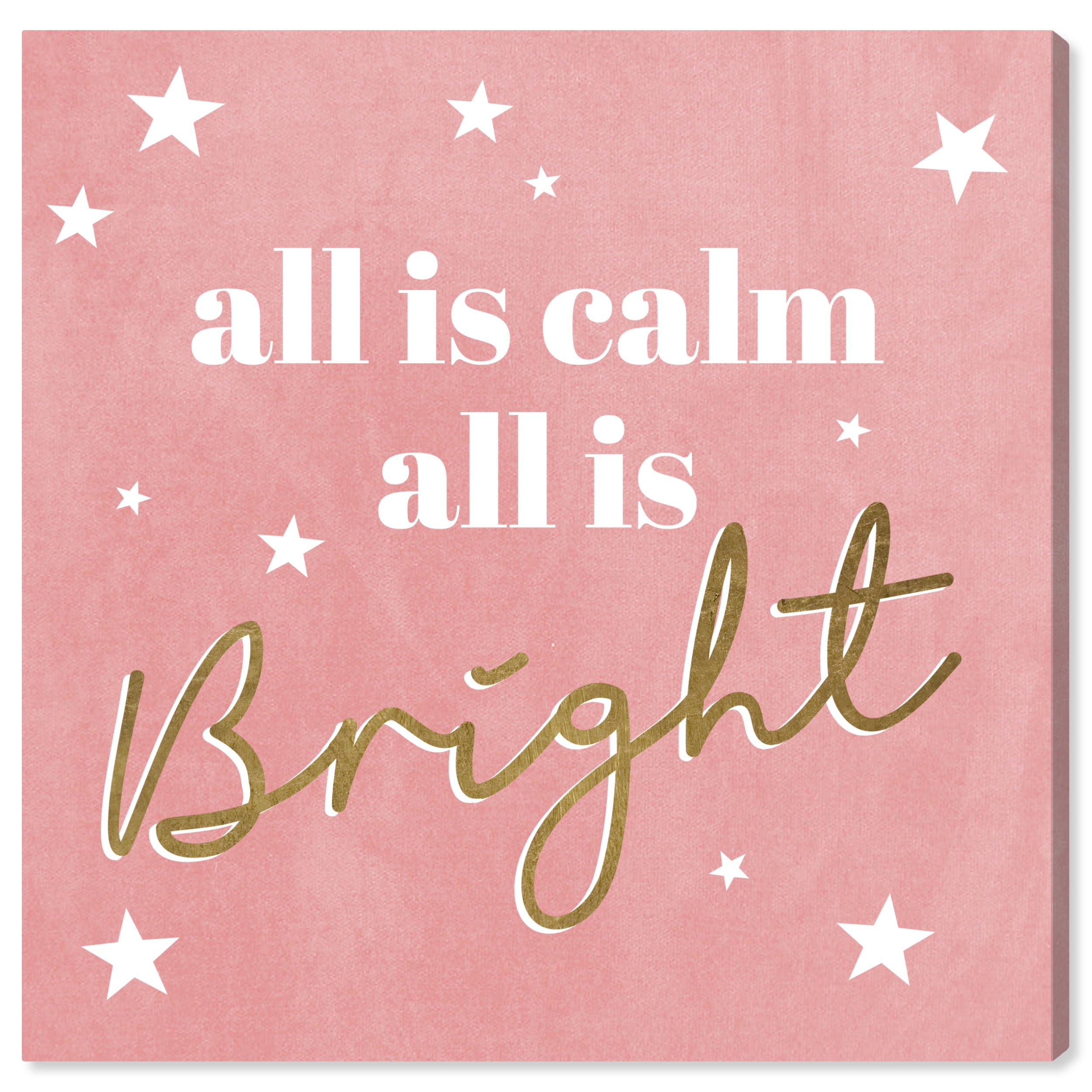 Pink and Gold Christmas Quote Canvas Wall Art, 30x30