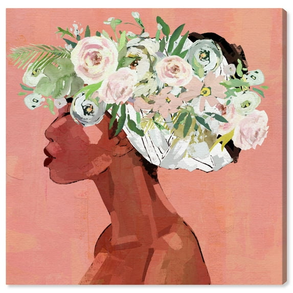 Wynwood Studio Canvas Blooming Flowers Floral and Botanical Florals Wall Art Canvas Print Brown Pastel Pink 20x20