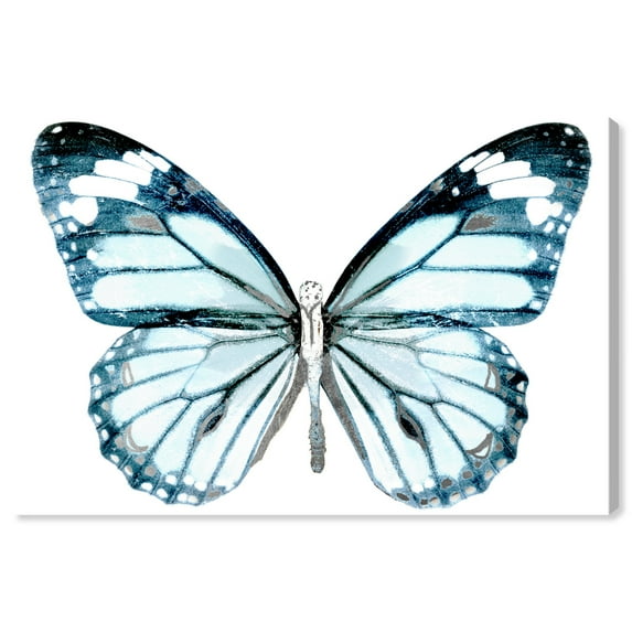Wynwood Studio Canvas Butterfly Bleu Silver Animals Insects Wall Art Canvas Print Blue Light Blue 24x16