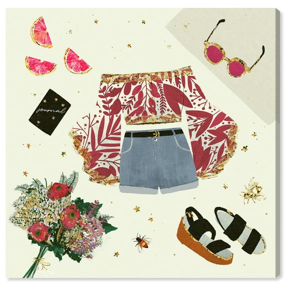 Wynwood Studio Canvas Casual Thoughts Fashion and Glam Outfits Wall Art Canvas Print White Cream White 30x30