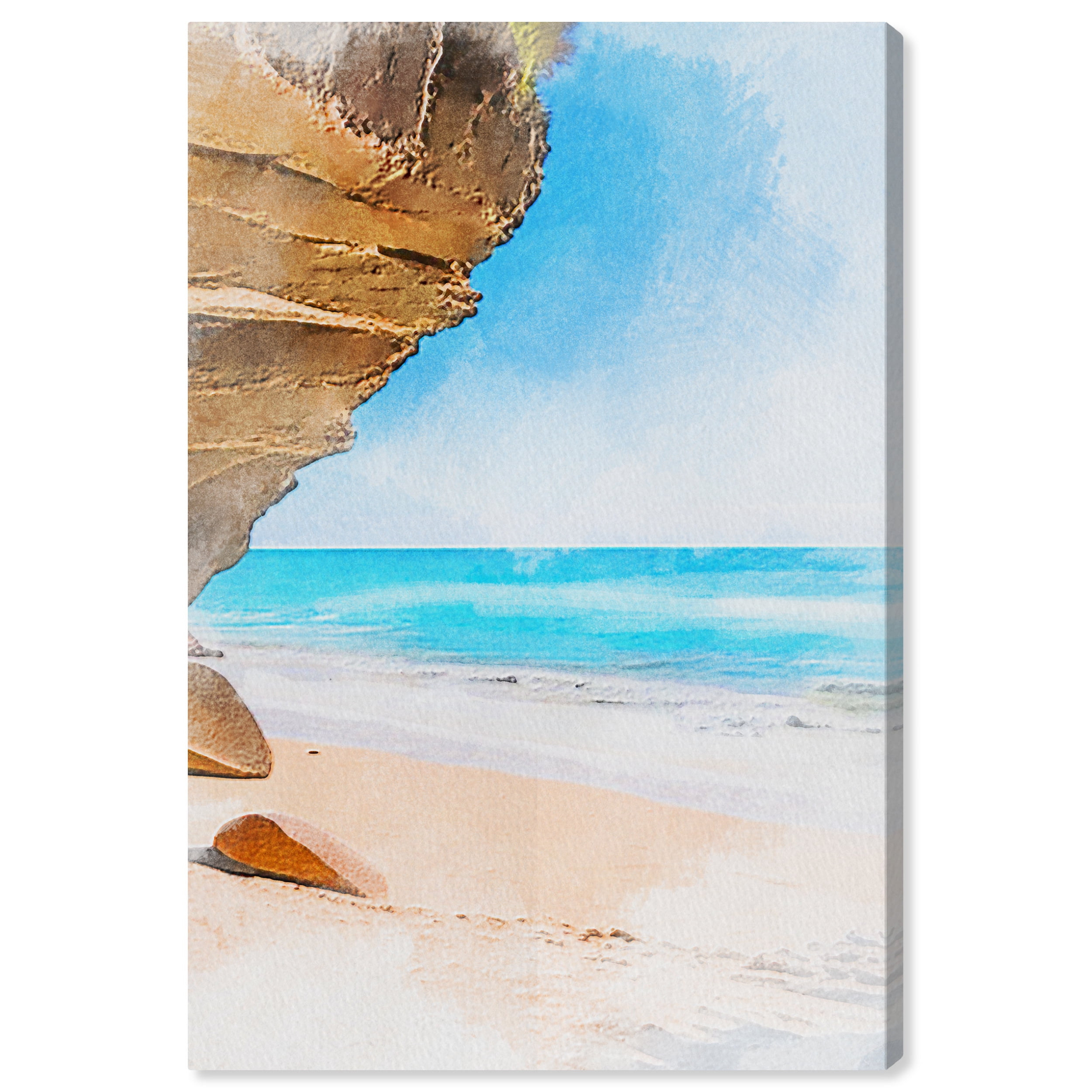 Wynwood Studio Canvas Cliffside Beach Nautical and Coastal Coastal Landscapes Wall Art Canvas Print Blue Light Blue 24x36