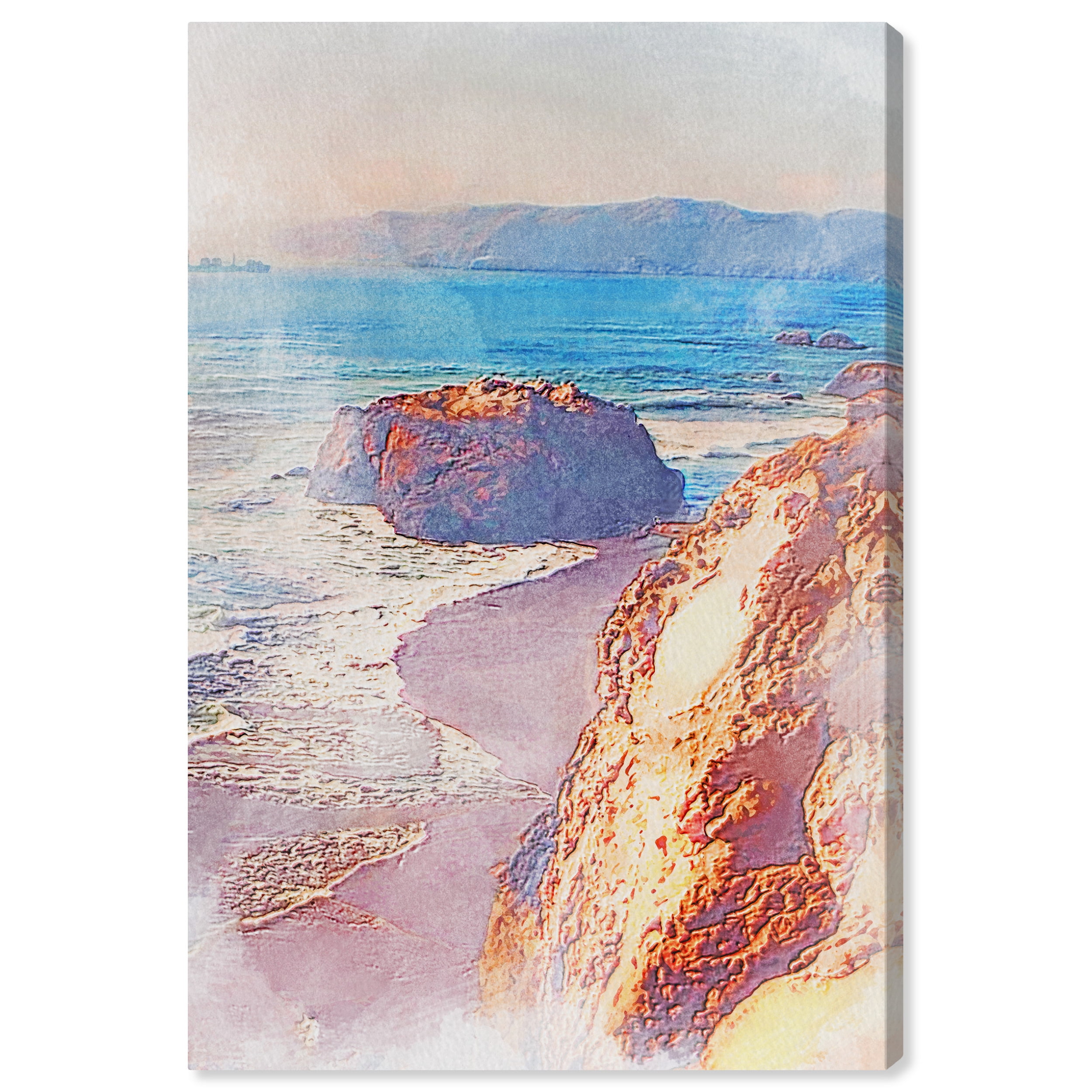 Wynwood Studio Canvas Cliffside Waves Nautical and Coastal Wall Art Canvas Print Blue 24x36